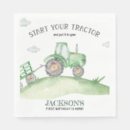 Grön traktor födelsedagsservetter pappersservett