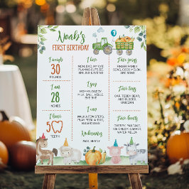 Grön Traktor Gårdsdjur Födelsedagsmärke för milsto Poster