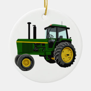Grön traktor julgransprydnad keramik