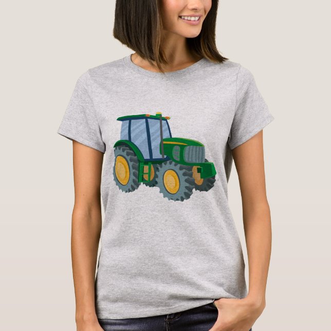Grön traktorT-tröja T Shirt (Framsida)