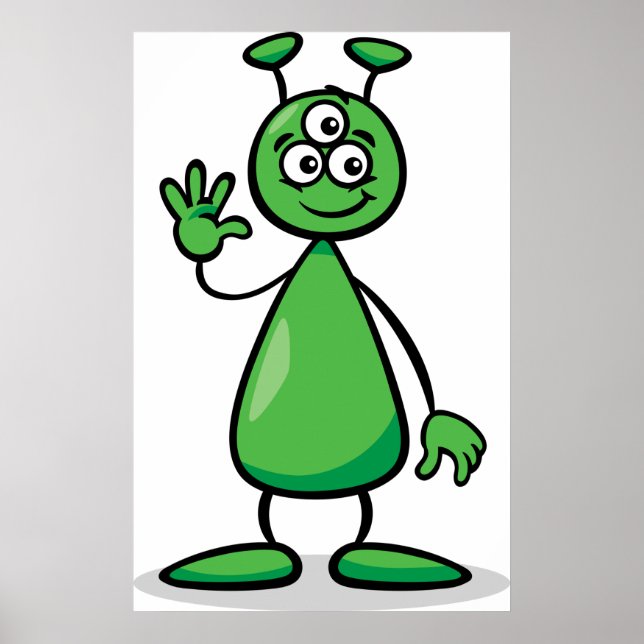 Grön treögd utomjordisk seriefigur från Mars Poster (Framsidan)