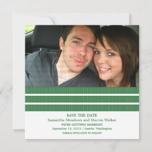 Grön trippelrandig fotografera Save the Date-inbju Inbjudningar