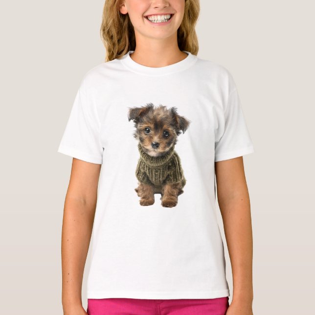 Grön Tröja Yorkie Valp Barn (Framsida)