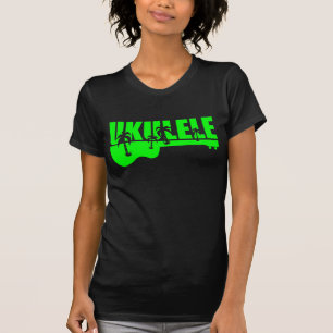 grön tropisk hawaiansk ukeukuleledesign tee shirt