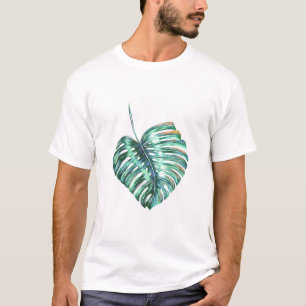 Grön tropisk monsteralövhandflatan tee shirt