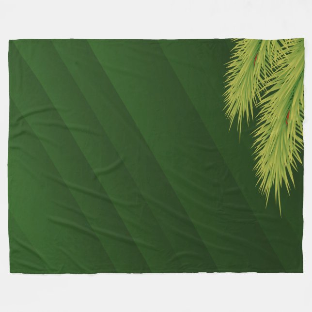 Grön tropisk palmblad naturdesign fleecefilt (Framsidan (Horisontell))