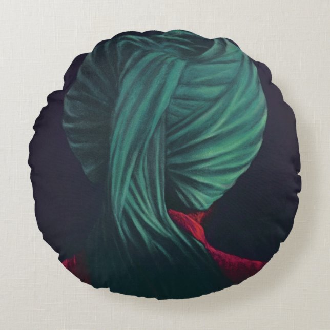 Grön Turban Rund Kudde (Framsidan)
