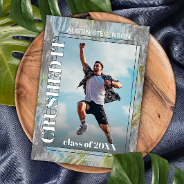 Grön Turkos Blå Grå Examen Annonsering Vykort