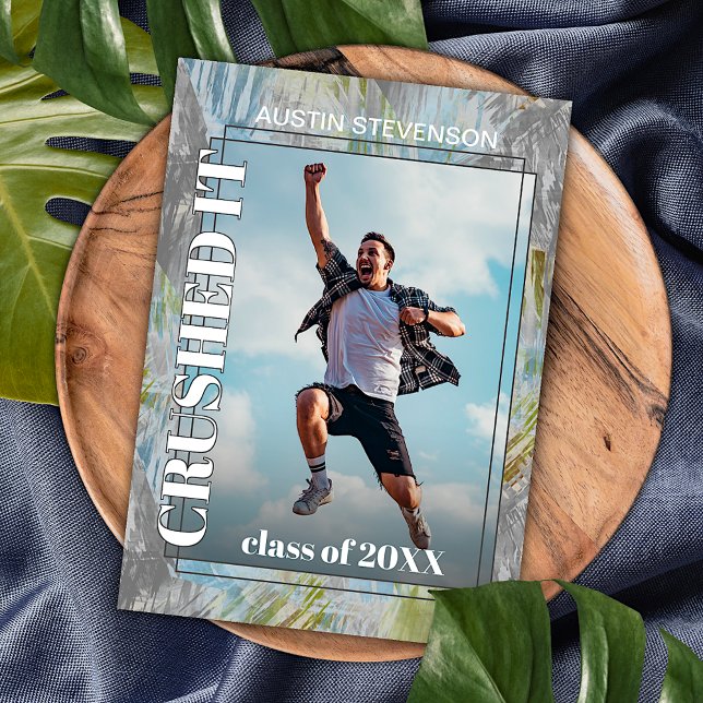 Grön Turkos Blå Grå Examen Annonsering Vykort (Skapare uppladdad)