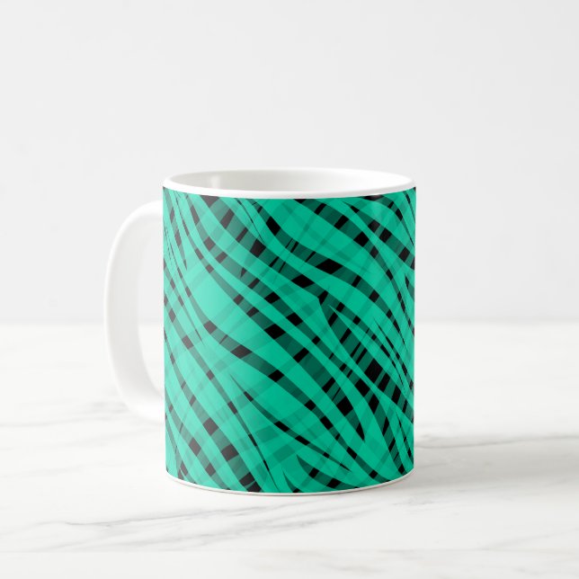 Grön turkos tiger abstrakt tryck kaffemugg (Framsida vänster)