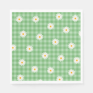 Grön tusenlapp prickrutig randig blommönster pappersservett