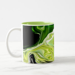 Grön två-tonad kaffemug~ för Leek abstrakt! Mugg