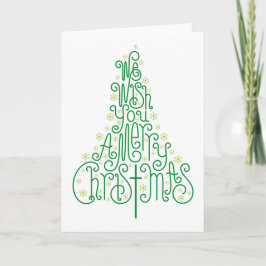 Grön typografisk julgran helgkort
