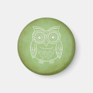 Grön Uggla Schablon Magnet
