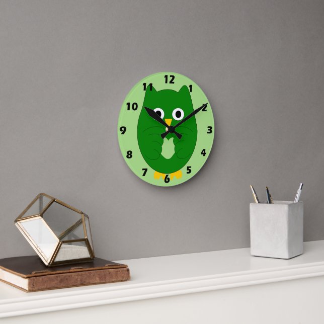 Grön Uggle Design Rund Klocka (Kontor)