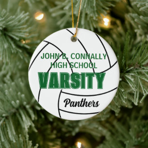 Grön universitets volleyboll foto bak jul julgransprydnad keramik