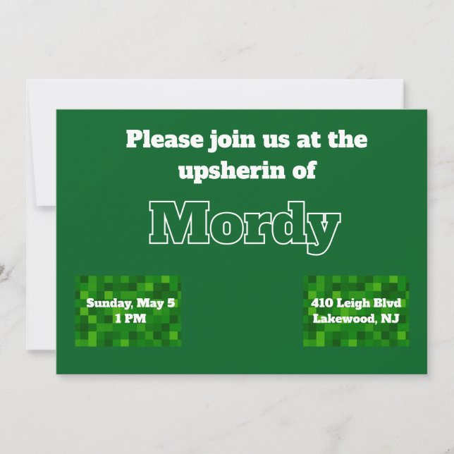 Grön upsherin-inbjudan inbjudningar (Framsida)