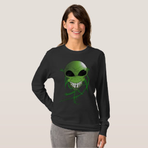 Grön utomjording Dam Basic Långärmad T-Shirt