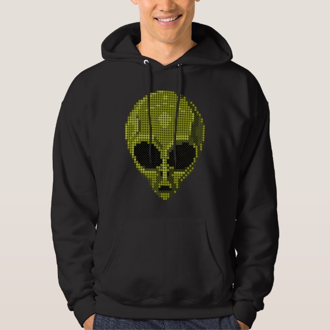 Grön utomjordinge huvud T-shirt Hoodie (Framsida)