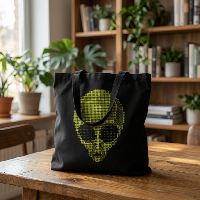 Grön utomjordinge huvud-totebag tygkasse (Skapare uppladdad)