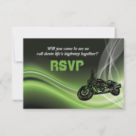 Grön väg motorcykel/cykel bröllop RSVP-svar OSA Kort