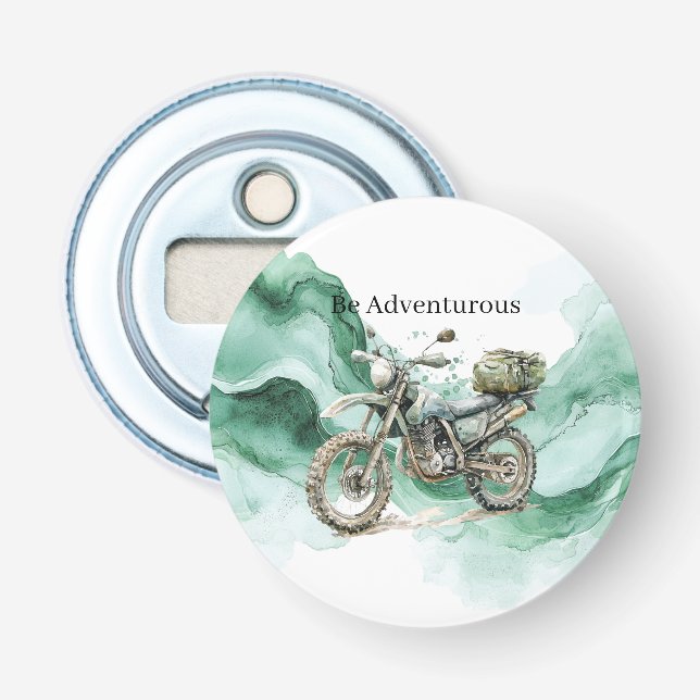 Grön våg motorcykel Var äventyrlig Flasköppnare (Framsidan)