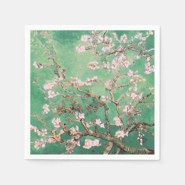 Grön Van Gogh Mandelblom Pappersservett (Framsidan)
