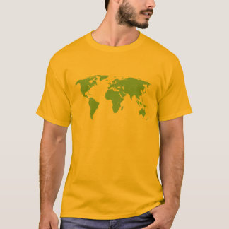 Grön världskarta med landt-skjortan tee shirt