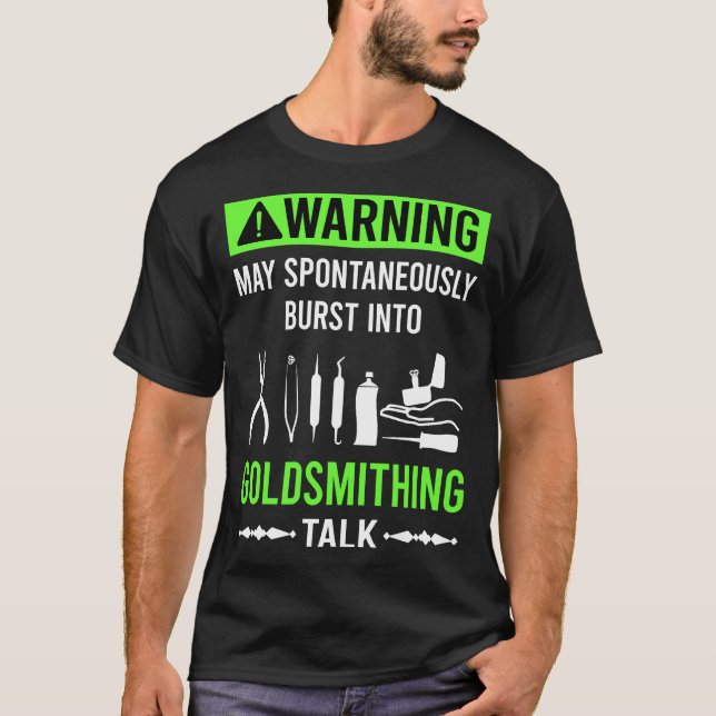 Grön Varning Guldsmide Guldsmed T Shirt (Framsida)
