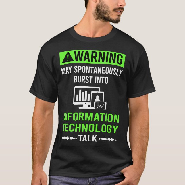 Grön varning informationsteknik t shirt (Framsida)