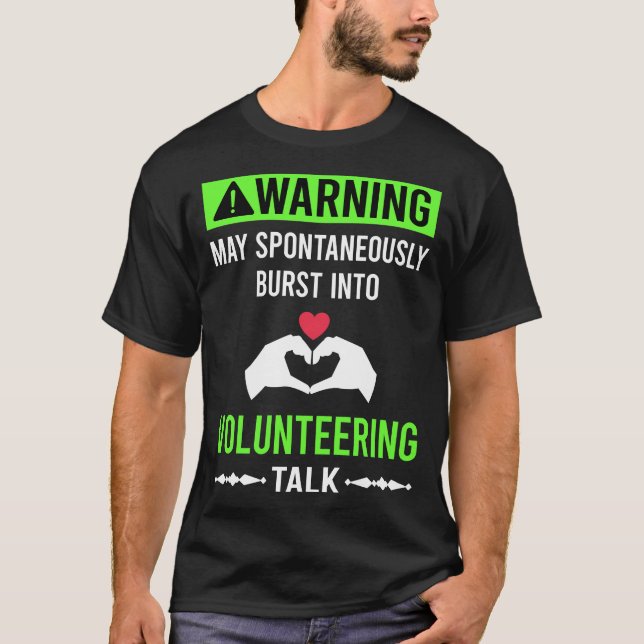 Grön varning volontärarbete volontär t shirt (Framsida)