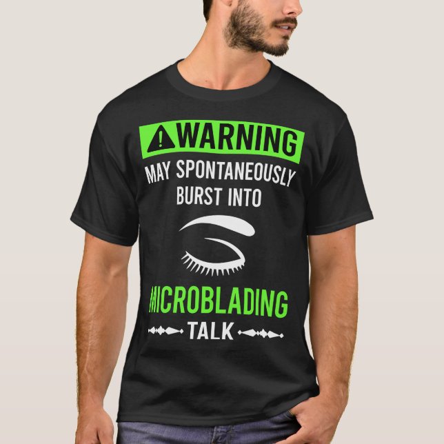 Grön Varnings-Mikroblading-Mikroblad T Shirt (Framsida)