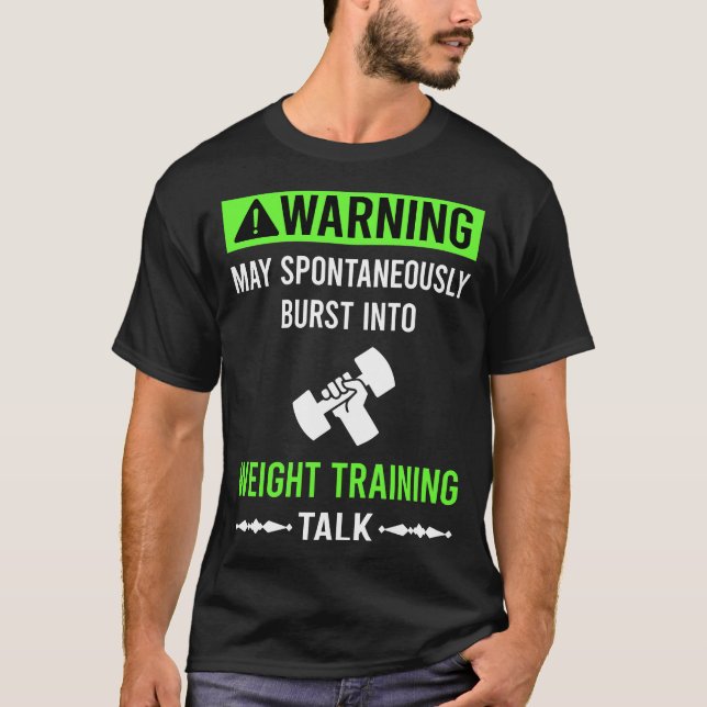 Grön varningsviktträning t shirt (Framsida)
