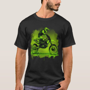 Grön Vattenfärg Dirt Bike T Shirt