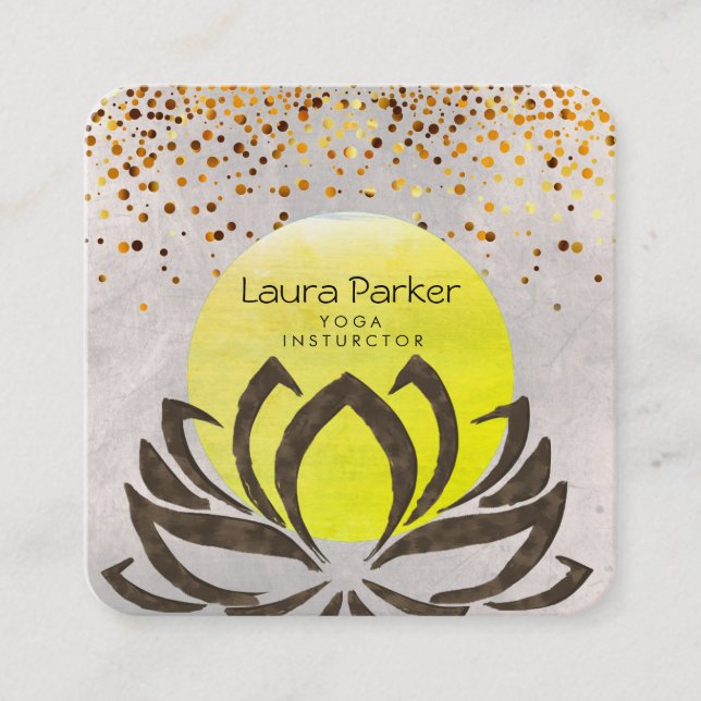 Grön vattenfärg för blomma för fyrkantigt visitkort (Framsida)