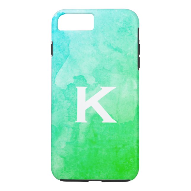 Grön / Vattenfärg / Monogram Case-Mate iPhone Skal (Baksida)