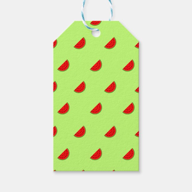 Grön vattenmelon skiva akvarell konst presentetikett (Framsidan)