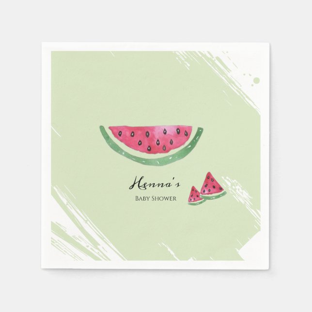 Grön vattenmelon sommar baby shower  pappersservett (Framsidan)
