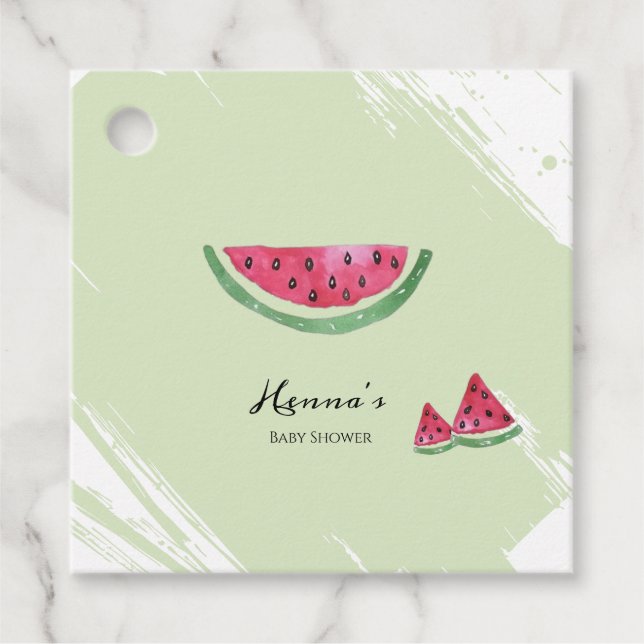 Grön Vattenmelon Sommar Bebis Shower Förmånsetiket Gåvor Etiketter (Framsida)