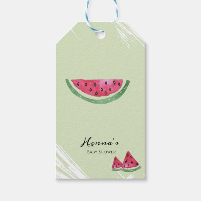 Grön Vattenmelon Sommar Bebis Shower Presentkort  Presentetikett (Framsidan)