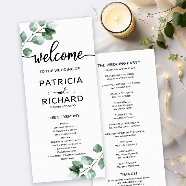 Grön växtlighet Bröllopsceremoni Program (Skapare uppladdad)