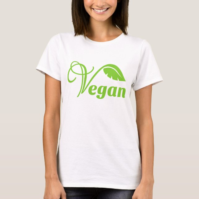 Grön veganlogotyp t shirt (Framsida)
