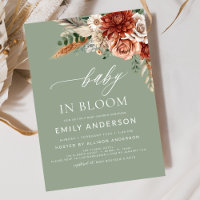 Grön Vildblomma Baby i Blom Autumn Baby Shower