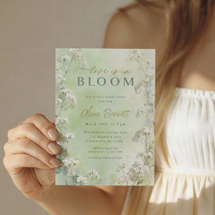 Grön vildblomma bröllopsdusch-inbjudan inbjudningar