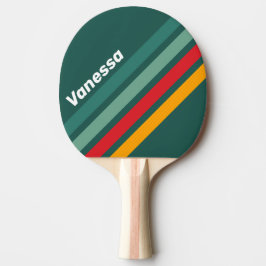 Grön vinklad randig med namn pingisracket