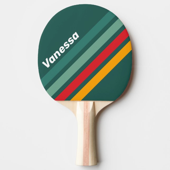 Grön vinklad randig med namn pingisracket (Framsidan)