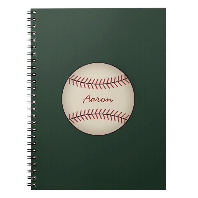 Grön Vintage Baseboll Anteckningsbok Present (Framsidan)