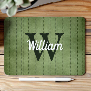 Grön Vintage Randig Retro Monogram Musmatta