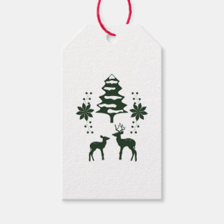 Grön vinter skog & hjort jul presentetikett