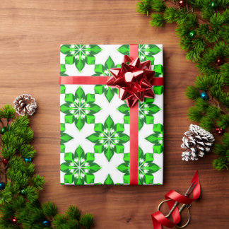 ❄ Grön Vinter Snöflinga Rutnät ❄ Presentpapper
